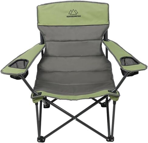 Quilted Double Camping Chair and Single Camping Chair with Padded Seat and Back for Camping/Hiking/Backpacking – Available in Low and Standard Heights (Low Chair (Gray/Asparagus)) in Saudi Arabia