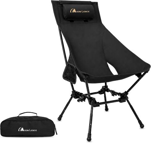 MOON LENCE Portable Camping Chairs for Adults, Adjustable Oversize Beach Chair Lawn Chair with High Back - Large Capacity, Heavy Duty (Black) in Kuwait