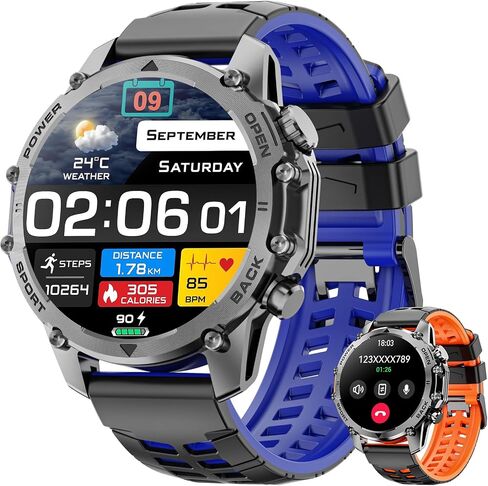 Hwagol Smart Watches for Men (Call/Notification),1.52''HD Military Smart Watch with Heart Rate/Sleep Monitor/Pedometer for Android and iOS,DIY Design Fitness Tracker in Kuwait