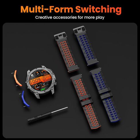 Hwagol Smart Watches for Men (Call/Notification),1.52''HD Military Smart Watch with Heart Rate/Sleep Monitor/Pedometer for Android and iOS,DIY Design Fitness Tracker in Kuwait