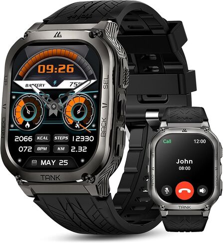AMAZTIM Smart Watch - Rugged Outdoor Fitness Watch, 170+ Sports Modes, 5 ATM & IP69K, 15 Days Battery, Answer/Make Call, 2" AMOLED Display, Health Monitor, Compatible for iOS & Android in Saudi Arabia