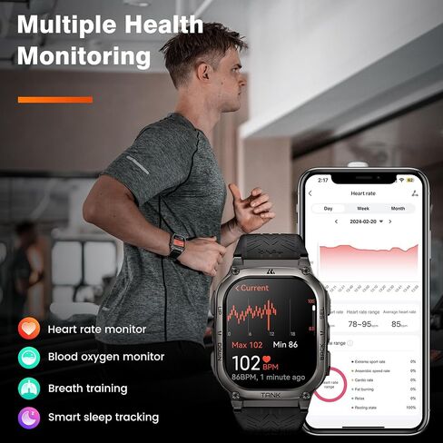 AMAZTIM Smart Watch - Rugged Outdoor Fitness Watch, 170+ Sports Modes, 5 ATM & IP69K, 15 Days Battery, Answer/Make Call, 2" AMOLED Display, Health Monitor, Compatible for iOS & Android in Saudi Arabia