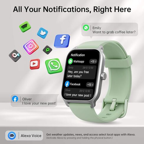 Tensky Smart Watch for Men & Women, 1.85" HD Fitness Tracker with Call in Kuwait