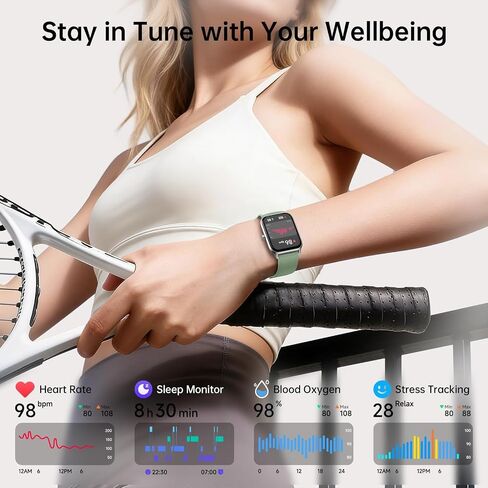 Tensky Smart Watch for Men & Women, 1.85" HD Fitness Tracker with Call in Kuwait