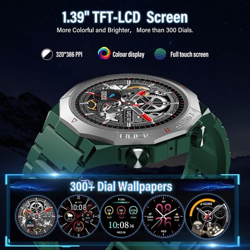 Smart Watch for Men (Answer/Make Calls), Rugged Men's Military Smartwatch, 1.39" HD Fitness Tracker with Heart Rate/Sleep/Step Monitor, 110+ Sport Modes, IP68 Waterproof Activity Tracker Android iOS in Kuwait