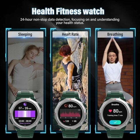Smart Watch for Men (Answer/Make Calls), Rugged Men's Military Smartwatch, 1.39" HD Fitness Tracker with Heart Rate/Sleep/Step Monitor, 110+ Sport Modes, IP68 Waterproof Activity Tracker Android iOS in Kuwait