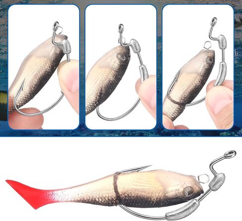 30-Piece Weighted Swimbait Crank Hooks- Weedless EWG Hooks with Molded Bait Keeper & Blood Groove Tip (5 Sizes: 1.75g-3/0 to 7g-5/0) in Saudi Arabia