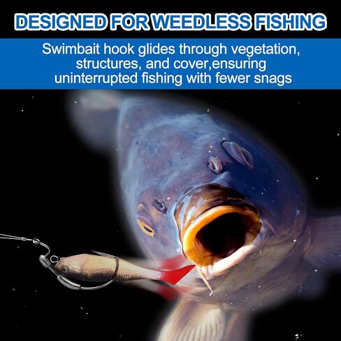 30-Piece Weighted Swimbait Crank Hooks- Weedless EWG Hooks with Molded Bait Keeper & Blood Groove Tip (5 Sizes: 1.75g-3/0 to 7g-5/0) in Saudi Arabia