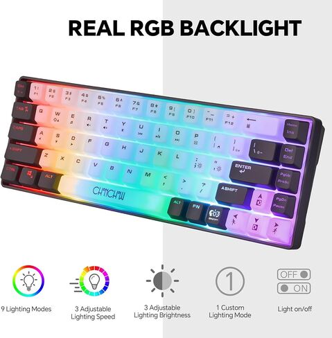 CHONCHOW Mini RGB 60% Gaming Keyboard, 68 Keys Small Compact in Kuwait