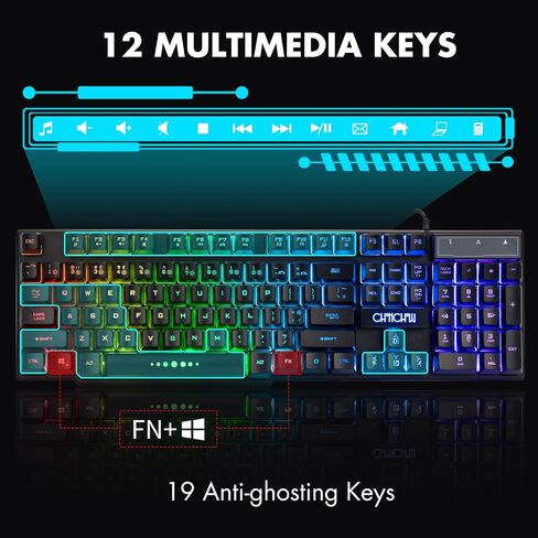 Wired Gaming Keyboard for Mac PC PS5 PS4 Xbox One Gamers RGB Backlit in Kuwait