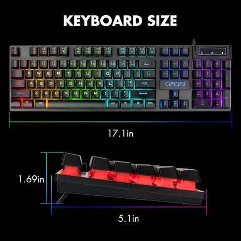 Wired Gaming Keyboard for Mac PC PS5 PS4 Xbox One Gamers RGB Backlit in Kuwait