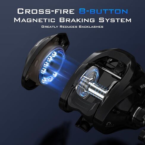 KastKing Megatron 200 Baitcasting Reel, 6.4:1 Gear Ratio, Left Handed & KastKing Superpower Braided Fishing Line, Gray, 15 LB, 150 Yds in Kuwait