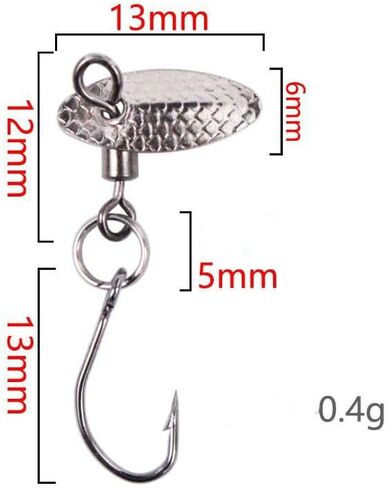 20pcs Swivel Spinning Composite Blade Fishing Accessories - Modified Fly Hooks with Rotating Spinners & Figure 8 Rings, Ideal for Micro Fishing Lures Angler Gift 2 Colors in Kuwait