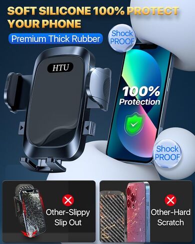 HTU [True Military-Grade Car Phone Holder [2026 Upgraded Strongest Suction & Vent Clip] Cell Phone Car Mount for Dashboard Windshield Vent Truck Cradle Dash Stand,(Black) in Kuwait