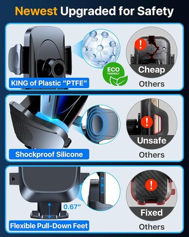 HTU [True Military-Grade Car Phone Holder [2026 Upgraded Strongest Suction & Vent Clip] Cell Phone Car Mount for Dashboard Windshield Vent Truck Cradle Dash Stand,(Black) in Kuwait