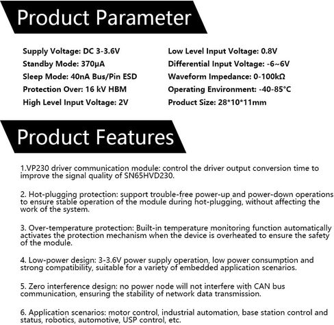 SN65HVD230 CAN Board Transceiver Module, 3.3V CAN Communication Board with ESD Protection, MCU to CAN Network Interface Development Board for Arduino STM32 ESP32 Embedded Projects in Kuwait