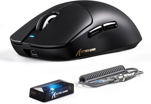 ATTACK SHARK X8 Ultimate Wireless Gaming Mouse,PAW3950MAX 42K DPI Sensor,Nordic 54L15 MCU,Wireless/Wired Dual 8K Polling,Optical Switch,59g Lightweight 2.4GHz/BT/Wired Mice with Coiled Cable-White in Kuwait