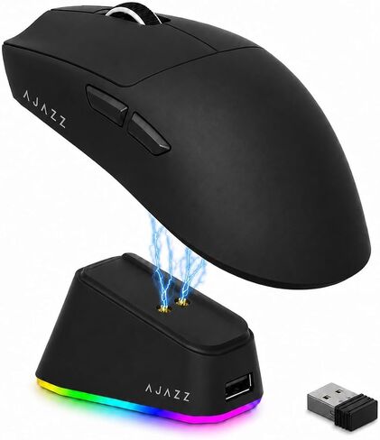AJ139P V3 MC Wireless Gaming Mouse with RGB Magnetic Charging Dock, Tri-Mode 2.4G/Bluetooth/Wired, 69g, Up to 24000 DPI, 800mAh Battery, 6 Programmable Buttons, On-Board Memory, 80M Clicks, Black in Kuwait