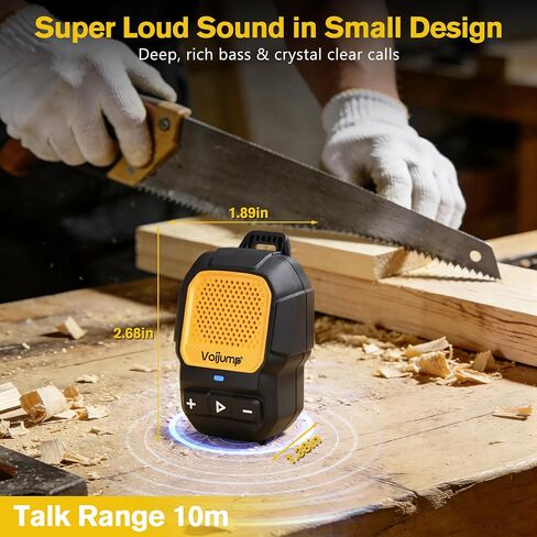 Wearable Bluetooth Speaker, Mini Clip-On Wireless Jobsite Pro Dust & Water Resistant Portable Speaker, Built-in Mic for Hands-Free Calls/Music, Non-Magnetic, 100ft Range in Kuwait