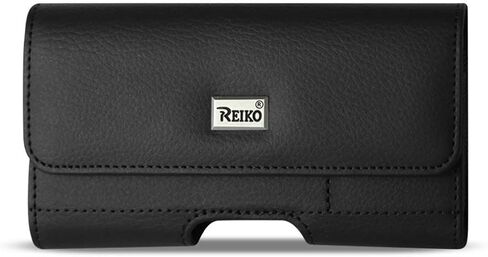 Reiko Horizontal Leather Pouch with Card Holder (6.05X3.18X0.67inch) - Retail Packaging - Black in Kuwait