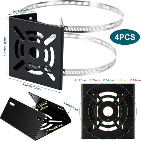 Acrux7 4 Pack Universal Vertical Pole Mount for Security Camera Black in Kuwait
