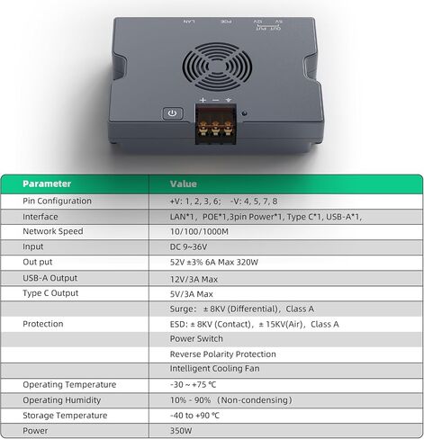 XLTTYWL® 350W Smart Cooling PoE Injector for Starlink Performance(Gen 3) in Saudi Arabia