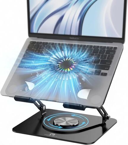 Laptop Stand with Cooling Fan& RGB Lighting,360° Rotating Iron Laptop Riser in Kuwait