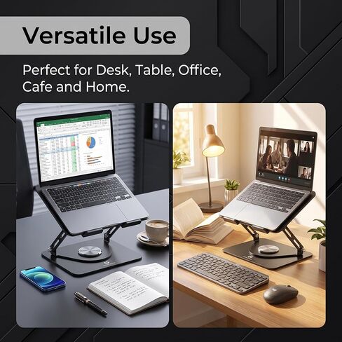 Laptop Stand with Cooling Fan& RGB Lighting,360° Rotating Iron Laptop Riser in Kuwait