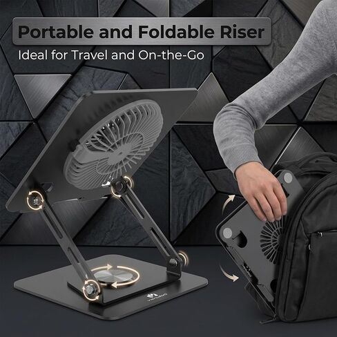 Laptop Stand with Cooling Fan& RGB Lighting,360° Rotating Iron Laptop Riser in Kuwait