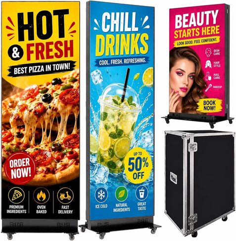 80 Inch LED Screen Poster, P1.86 Spliceable Digital Signage Display, GOB LED Poster Display with Flight Case, Commercial Advertising Display for Events, Rentals and Weddings, WiFi/USB/HDMI in Saudi Arabia