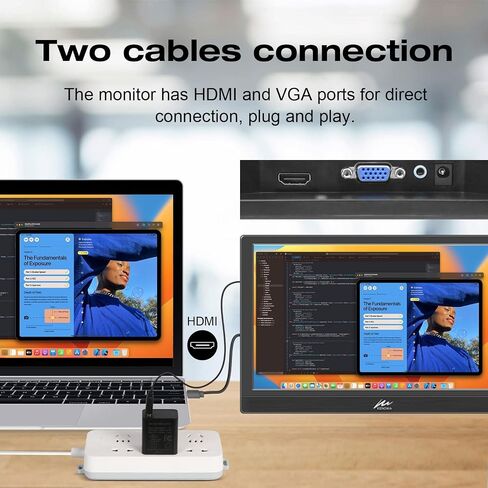 Kenowa Portable Monitor 13.3 Inch HD 1366x768P LED Screen Small HDMI Monitor Built-in Speaker and Adjustable Stand HDMI VGA Port, External Display for Laptop PC Mac Xbox PS4/5 in Kuwait