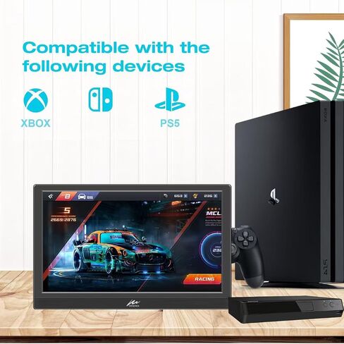 Kenowa Portable Monitor 13.3 Inch HD 1366x768P LED Screen Small HDMI Monitor Built-in Speaker and Adjustable Stand HDMI VGA Port, External Display for Laptop PC Mac Xbox PS4/5 in Kuwait