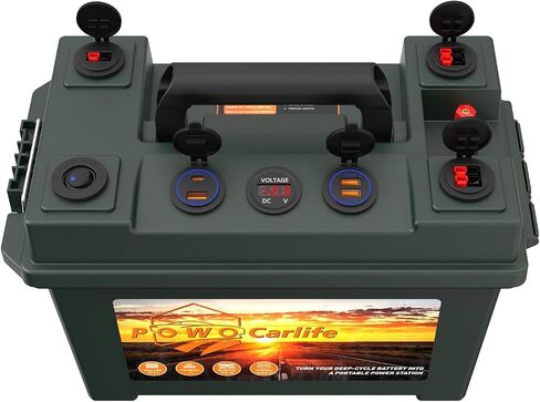 Battery Box for 30Ah/20Ah/10Ah, Waterproof Battery Box with Anderson Plug and Dual QC3.0, 12V Marine Case 30Amp Connectors for Lifepo4, RV, Camping, Boat, Trailers, Hunting in Kuwait