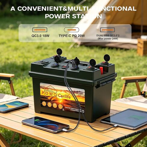 Battery Box for 30Ah/20Ah/10Ah, Waterproof Battery Box with Anderson Plug and Dual QC3.0, 12V Marine Case 30Amp Connectors for Lifepo4, RV, Camping, Boat, Trailers, Hunting in Kuwait
