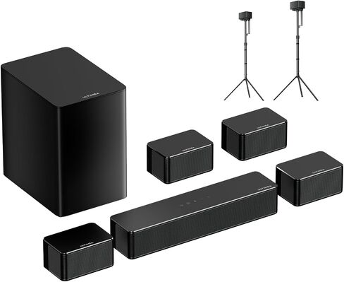 ULTIMEA 7.1CH Sound Bar with Subwoofer, Bundle with 2-Pack Speaker Stands, Compatible with Aura/Poseidon Series, 410W Home Theater System for Smart TV in Kuwait