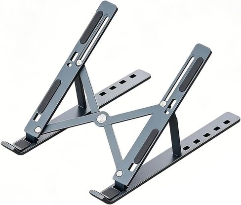 1Pc Foldable Ventilated Laptop Stand, Adjustable Desk Computer Riser, Portable Notebook Holder for 10-15.6 Inch Laptops (White) in Kuwait