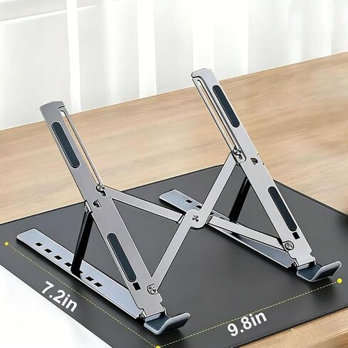 1Pc Foldable Ventilated Laptop Stand, Adjustable Desk Computer Riser, Portable Notebook Holder for 10-15.6 Inch Laptops (White) in Kuwait