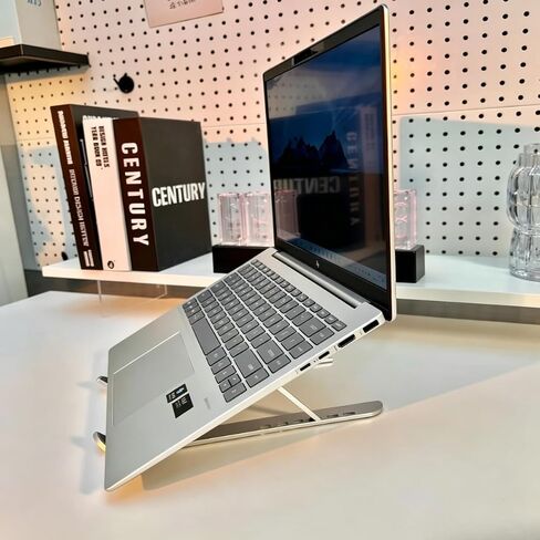 1Pc Foldable Ventilated Laptop Stand, Adjustable Desk Computer Riser, Portable Notebook Holder for 10-15.6 Inch Laptops (White) in Kuwait