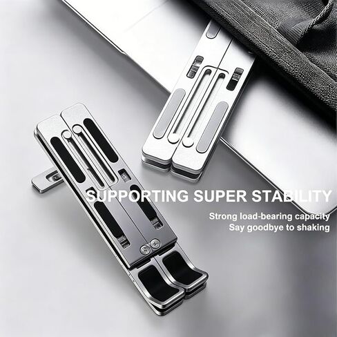 1Pc Foldable Ventilated Laptop Stand, Adjustable Desk Computer Riser, Portable Notebook Holder for 10-15.6 Inch Laptops (White) in Kuwait