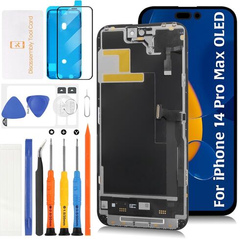 for iPhone 14 Pro Max OLED Screen Replacement with Proximity Sensor Flex Cable 6.7" Display Assembly Touch Digitizer Repair Kit A2894 A2651 A2893 A2895 A2896 (Hard OLED, Same Notch Size) in Kuwait