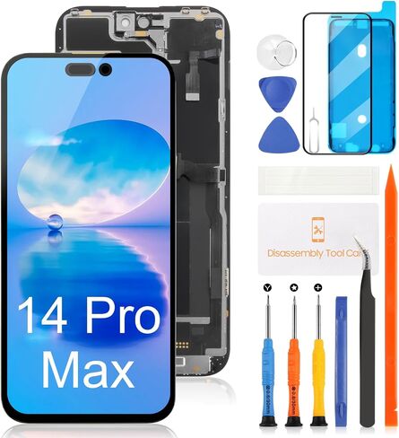 for iPhone 14 Pro Max OLED Screen Replacement with Proximity Sensor Flex Cable 6.7" Display Assembly Touch Digitizer Repair Kit A2894 A2651 A2893 A2895 A2896 (Hard OLED, Same Notch Size) in Kuwait