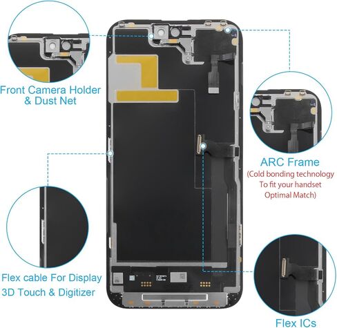 for iPhone 14 Pro Max OLED Screen Replacement with Proximity Sensor Flex Cable 6.7" Display Assembly Touch Digitizer Repair Kit A2894 A2651 A2893 A2895 A2896 (Hard OLED, Same Notch Size) in Kuwait