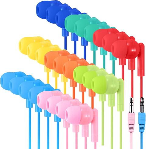 10 Pack Bulk Kids Earbuds for School Classroom Children, Wired in-Ear Headphones 3.5mm Affordable Earphones for Student Boys Girls Toddler Teen and Adult (Mixed Colors) in Saudi Arabia