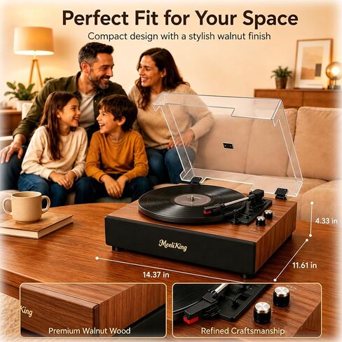 Vintage Record Player with Speakers, Bluetooth in/Out, 3-Speed Turntable in Saudi Arabia