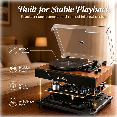 Vintage Record Player with Speakers, Bluetooth in/Out, 3-Speed Turntable in Saudi Arabia