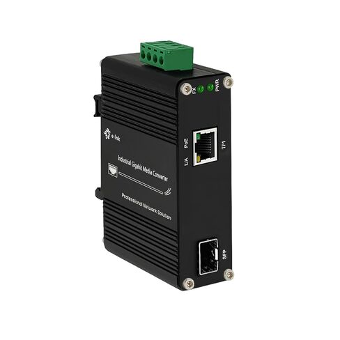 E-link Industrial Gigabit 60W PoE Media Converter Hardened Ultra PoE++ Ethernet Fiber Media Converter 100/1000Base-SX SFP Din Rail Mount Aluminum Housing -40 75 C in Kuwait