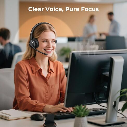 Wireless Headset with Mic for Work, Bluetooth 6.0 Headset with Microphone for PC, 65H AI Noise Cancelling Mic, 60ft Range, USB Dongle & Charging Base, On-Ear Headphones for Teams Zoom Call Center in Saudi Arabia