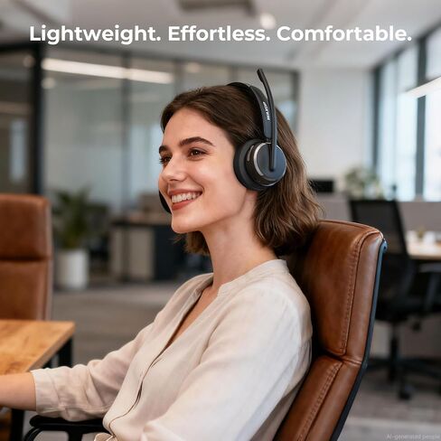 Wireless Headset with Mic for Work, Bluetooth 6.0 Headset with Microphone for PC, 65H AI Noise Cancelling Mic, 60ft Range, USB Dongle & Charging Base, On-Ear Headphones for Teams Zoom Call Center in Saudi Arabia