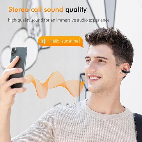 Comfort Clip On Earbuds, Bluetooth 6.1 Open Ear Bone Conduction Headphones, with Digital Display Charging Case Sport Earphones Built-in Mic Waterproof for Running Fitness Exercise, Inky Black in Kuwait