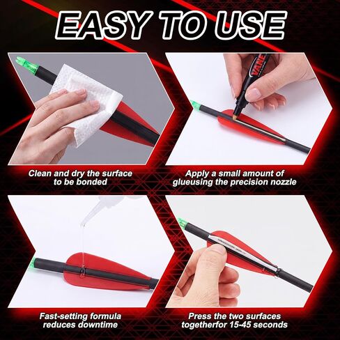 6 Pcs Arrow Fletching Glue Pen Set with Fast Curing Adhesive Primer Pens Cleaning Wipes for Carbon Aluminum Wood Arrow Shaft Archery Bow Repair and Assembly in Saudi Arabia